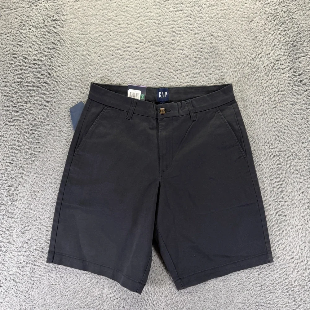 Gap Shorts Men 30 Black Cotton Chino Preppy Travel Workwear Summer Beach Stretch
